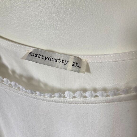 EUC RUSTTYDUSTTY WHITE SQUARE NECK BABYDOLL TIERED TOP SIZE 2XL/XXL - Picture 12 of 16